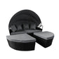Amelie Day Bed Sofa Daybed Outdoor Garden Sun Lounge Furniture Wicker Round with Grey Cushion - Black