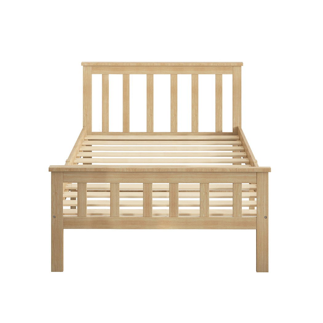 Paula Solid Pinewood Wooden Bed Frame no Drawers - Natural King Single
