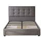 Lamia Bed Frame Base with Three Drawers Linen Cotton Storage - Grey Queen