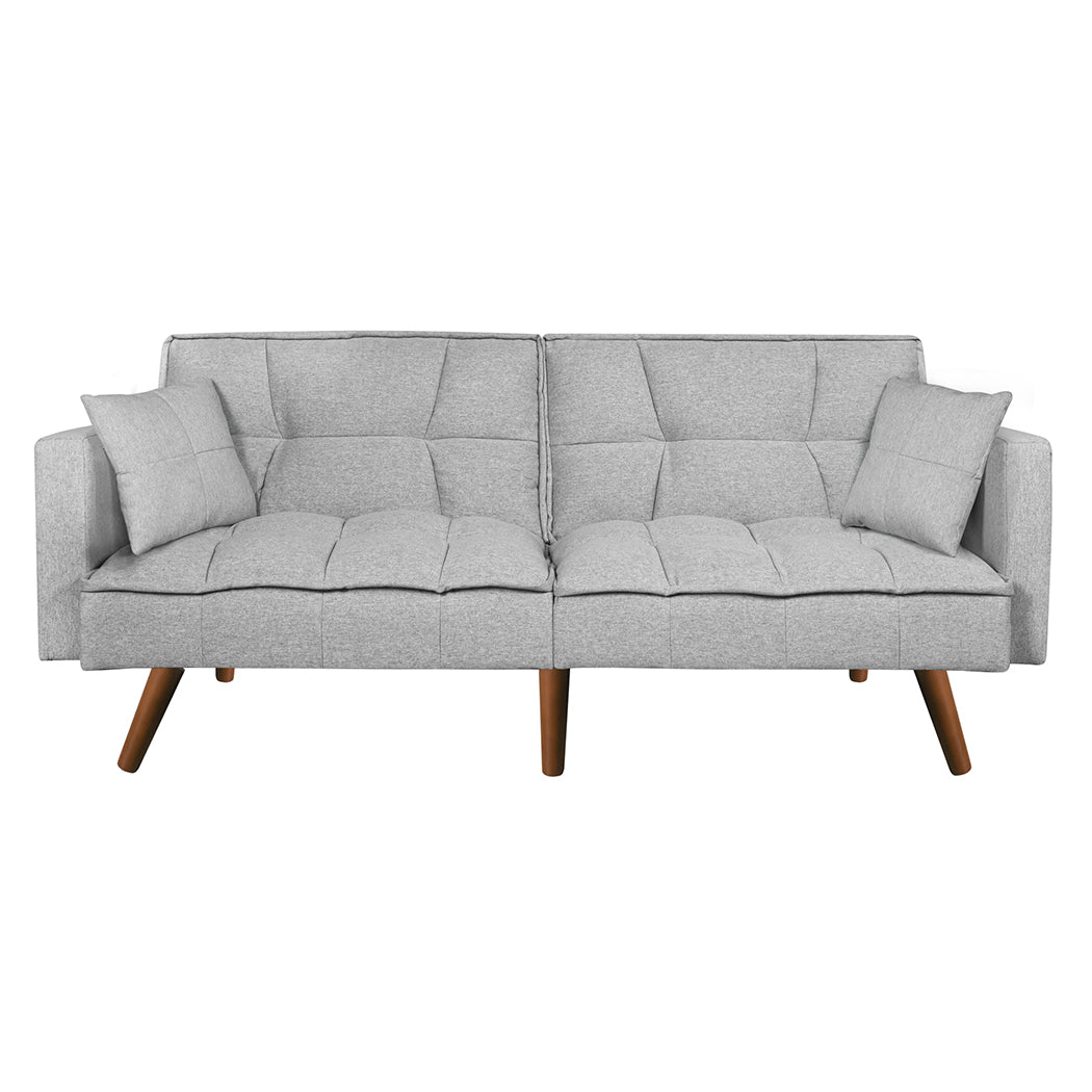 Mattie 3 Seater Sofa Bed Futon Convertible Fabric - Grey