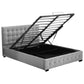 Syke Gas Lift Bed Frame Fabric Base with Storage - Grey Queen