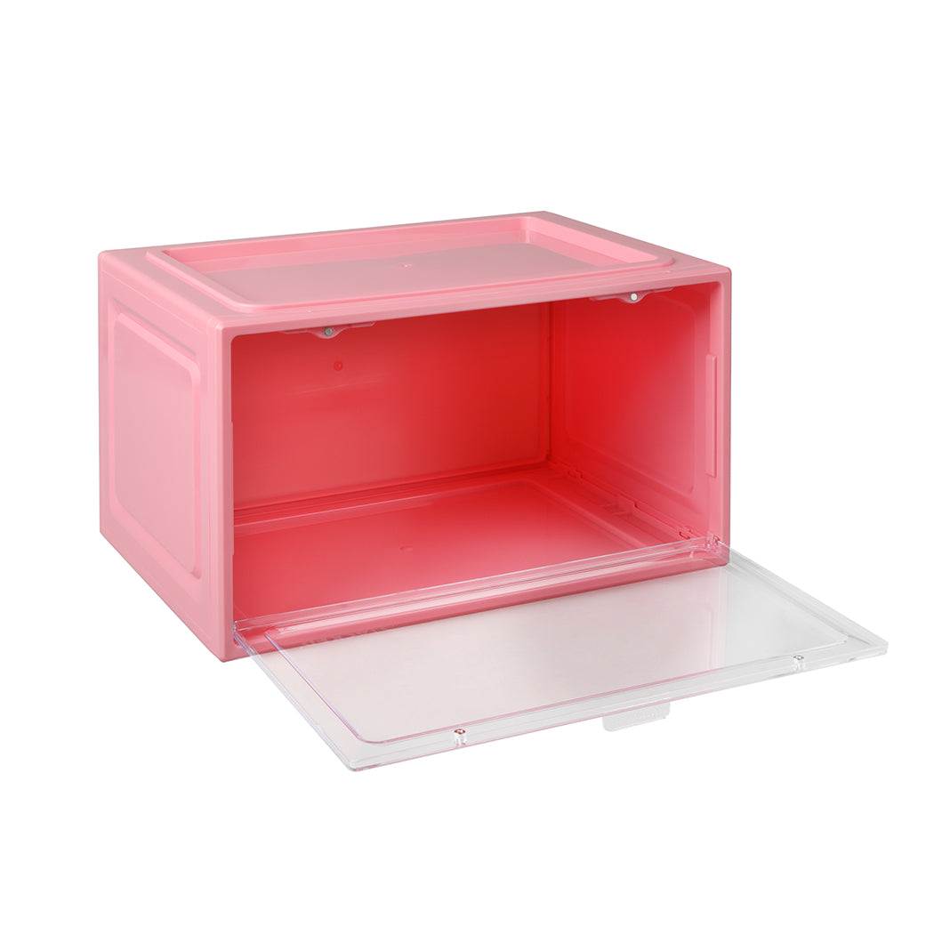 Stacked Sneaker Display Case Stackable Shoe Storage Box Clear Magnetic Pink