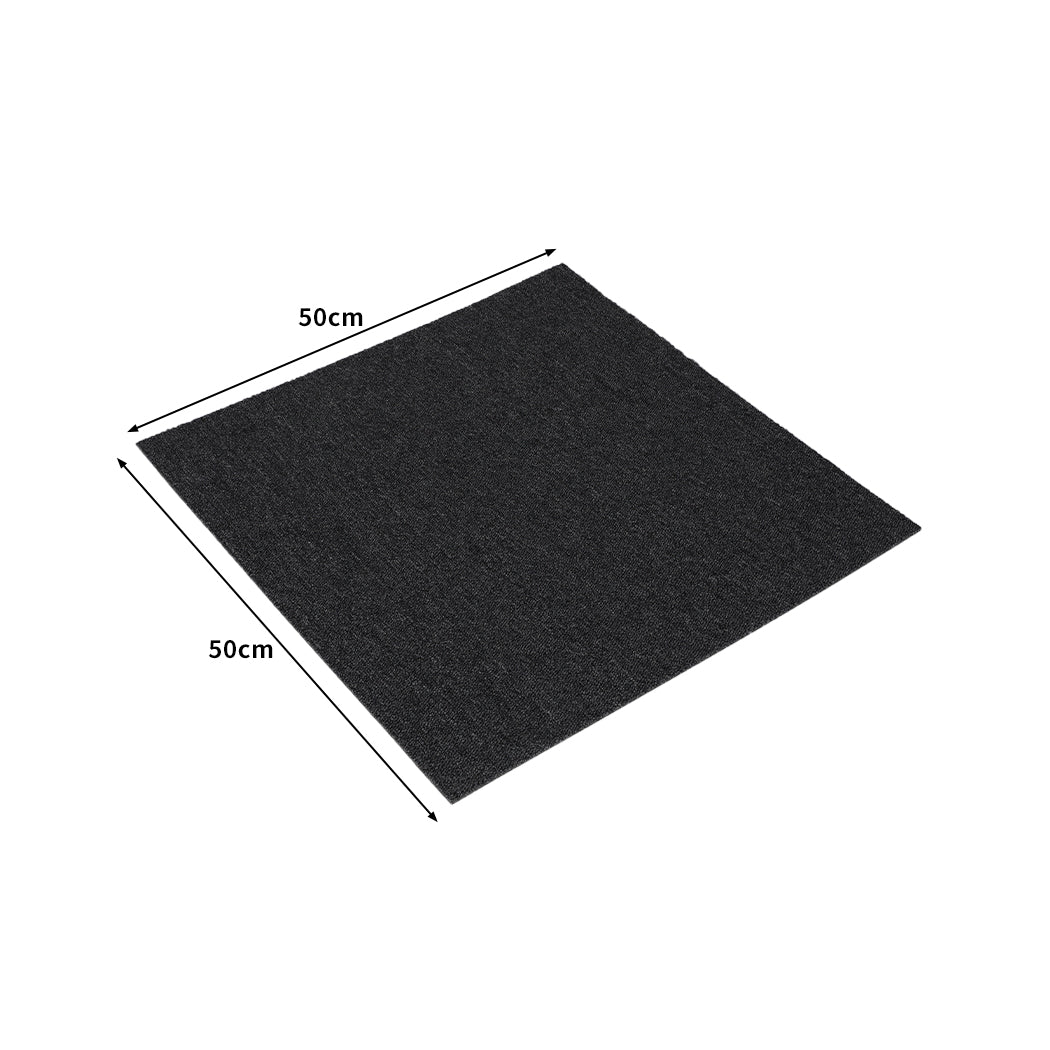 Roxine Set of 20 50x50 Carpet Tiles Box Heavy Commercial Retail Office Premium Flooring - Black