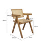 Elowen Dining Chair Solid Wood Rattan Armchair Wicker Accent Lounge Chairs - Natural