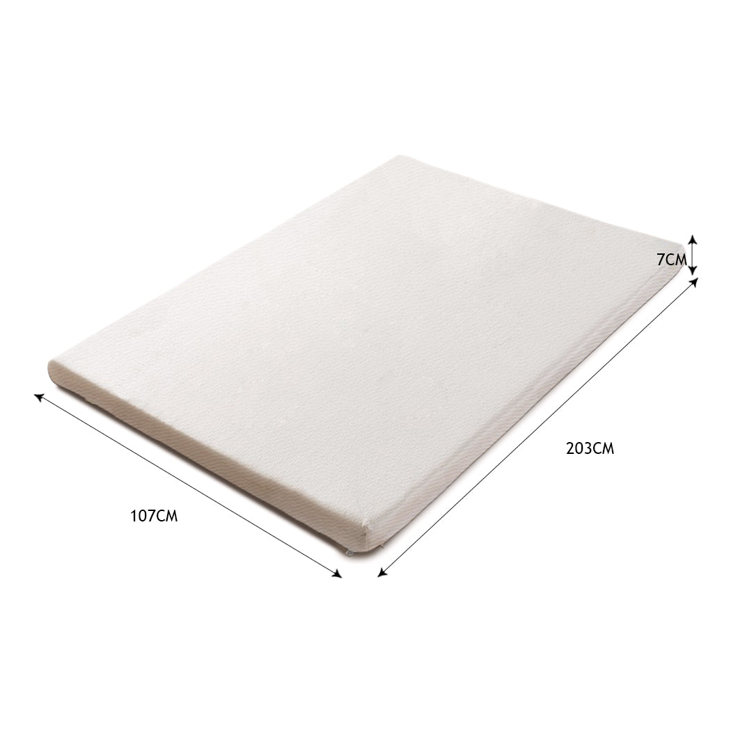 KING SINGLE 7cm Memory Foam Bed Mattress - White