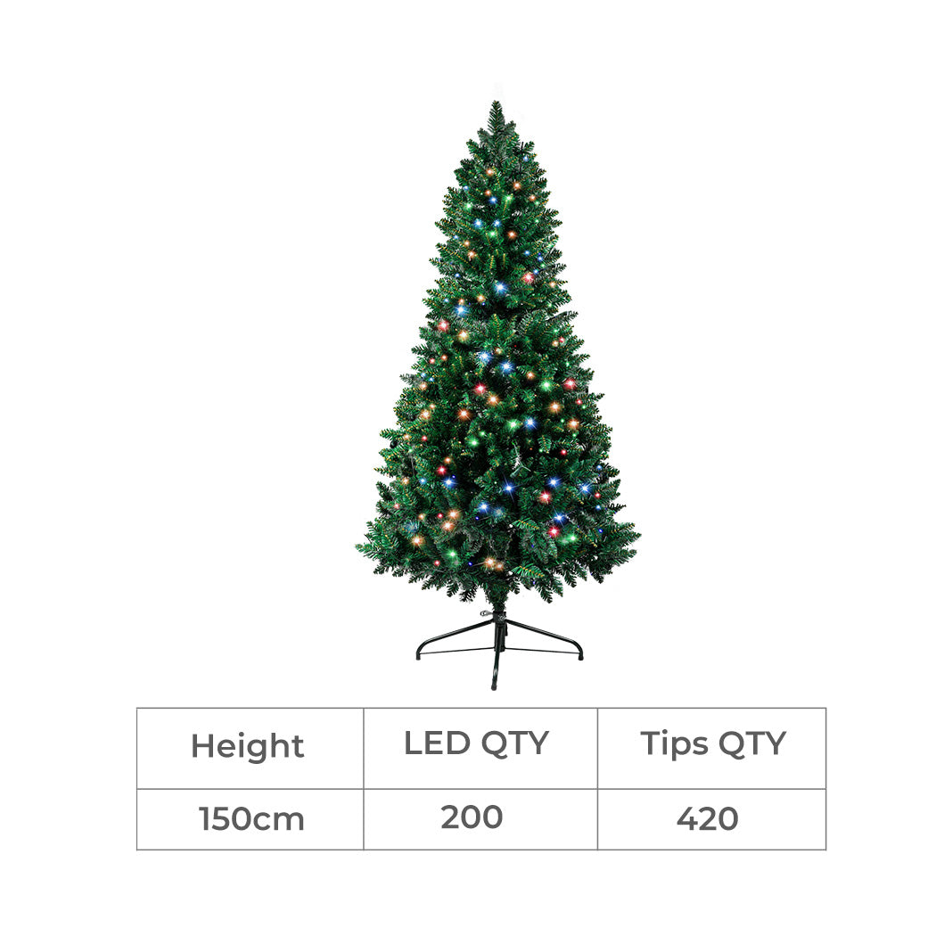 5ft 1.5m 200 LED Pre lit Slim Pencil Christmas Tree