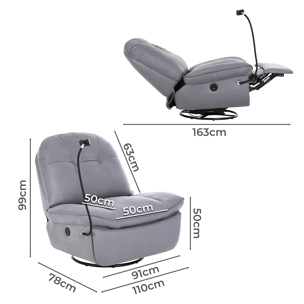 Clio Electric Chair Recliner Swivel - Grey