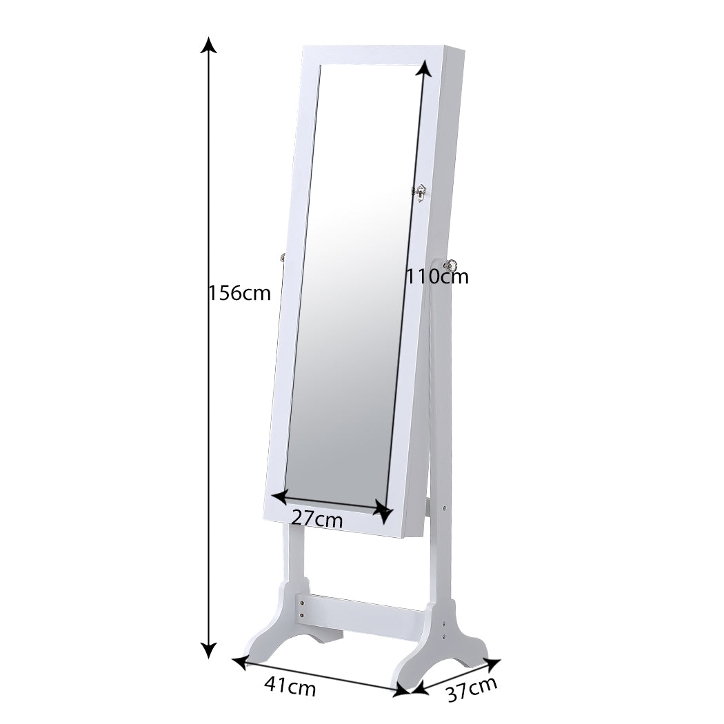 Dual Use Mirrored Jewellery Dressing Cabinet with LED Light White