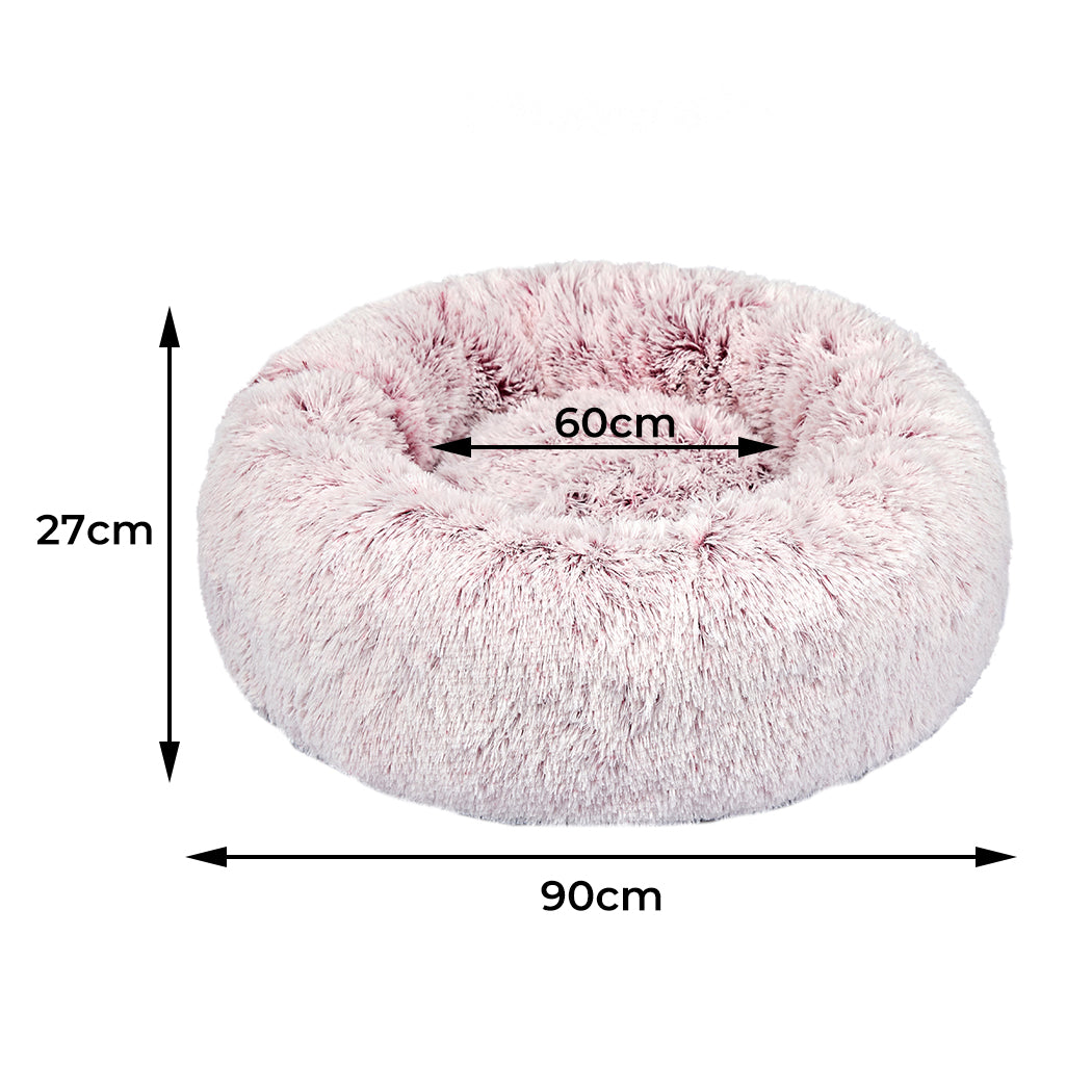 LARGE Dog Beds Pet Donut Nest Calming - Pink