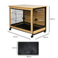 Wooden Wire Dog Kennel Side End Table Steel Puppy Crate Indoor Pet House M - Wood Medium