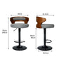 85cm Leipzig Bar Stools Kitchen Gas Lift Wooden Beech Stool Chair Swivel Barstools - Grey