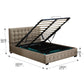 Syke Gas Lift Bed Frame Fabric Base with Storage - Beige Double