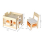 Phyllys 3-Piece Kids Table & Chairs Set Storage Box Toys Play Desk Wooden Study - White & Wood