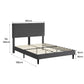 Velsen Bed Frame Base Platform Wooden Velvet with Headboard Grey - Double