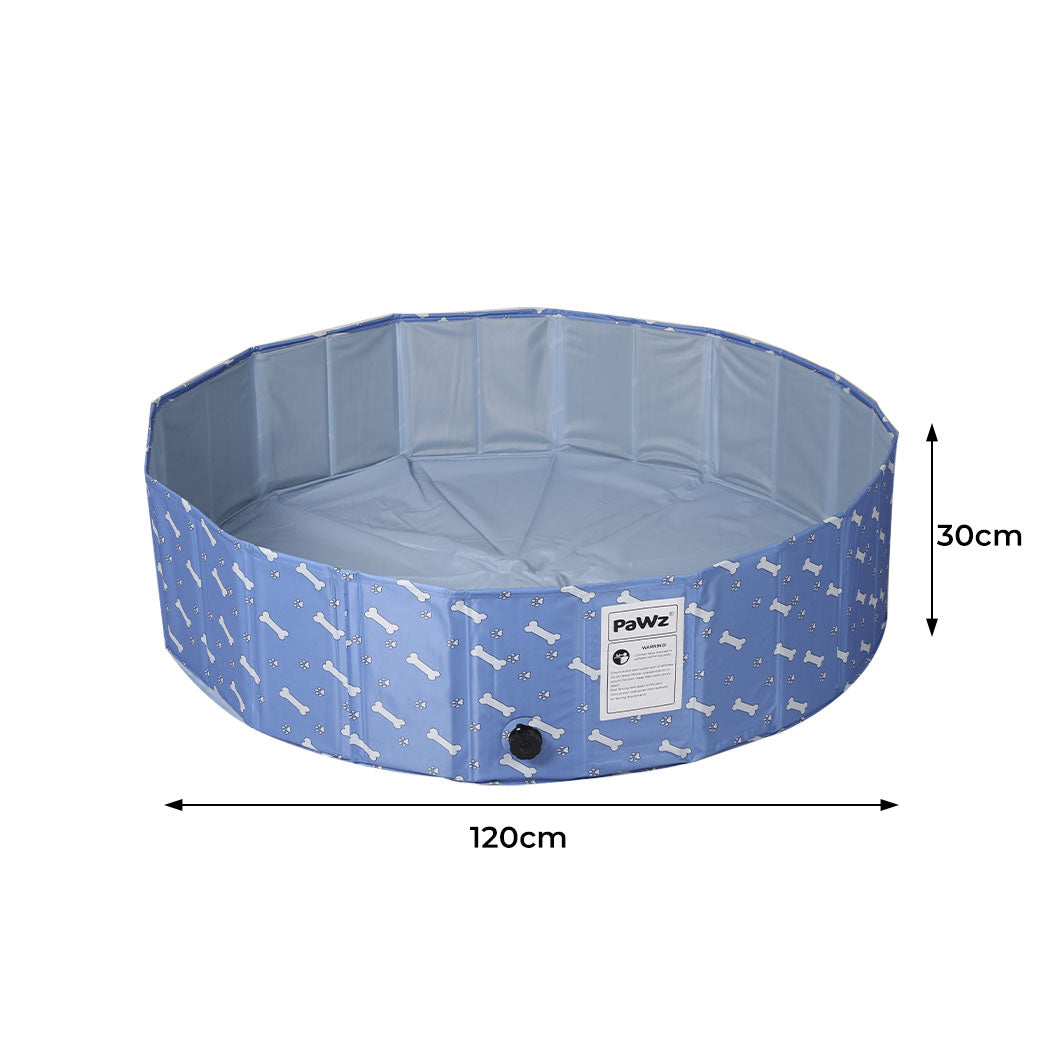 Portable Pet Swimming Pool Kids Dog Cat Washing Bathtub Outdoor Bathing Blue M - Blue Medium