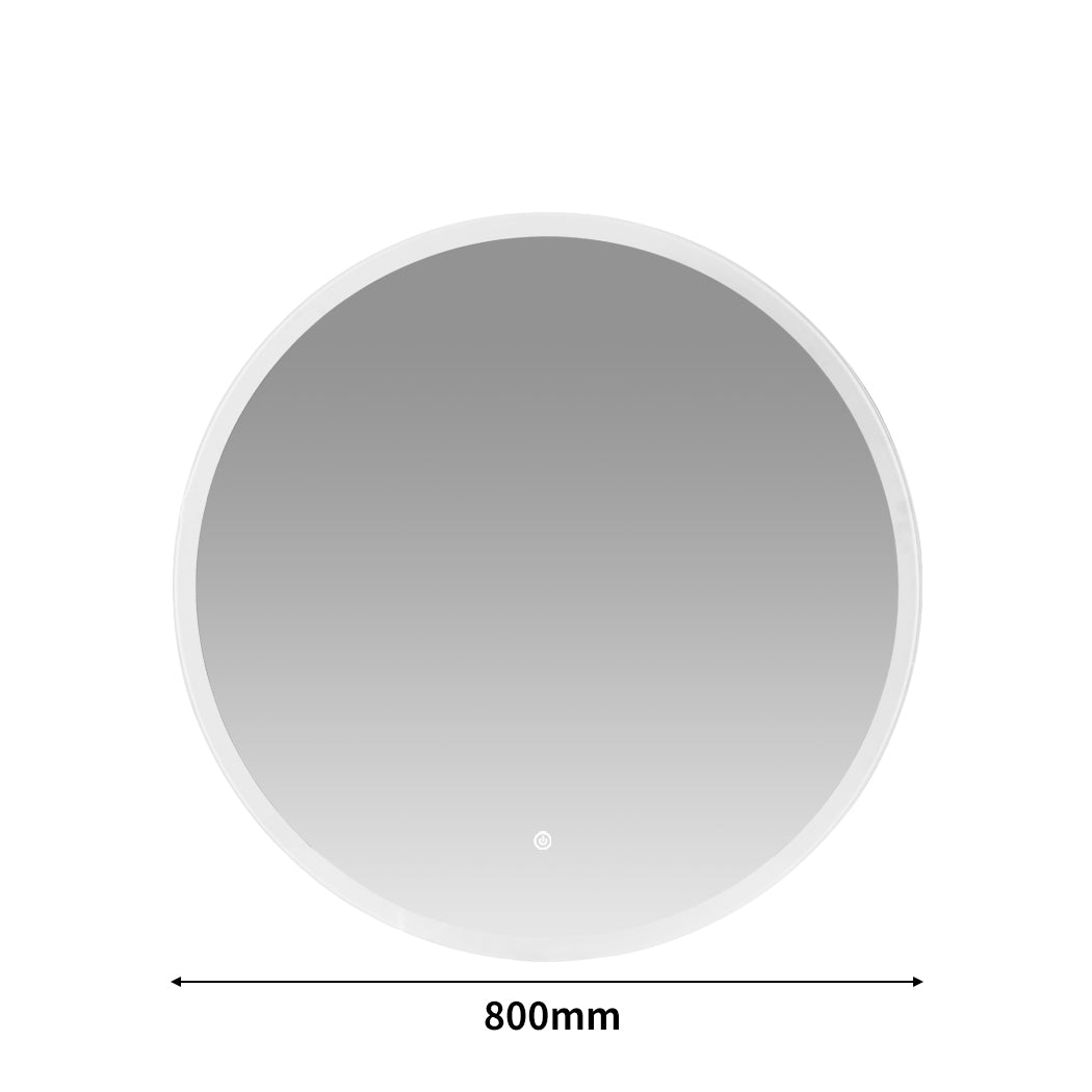 LED Wall Mirror Round Anti-fog Bathroom Mirrors Makeup Light Decor 80cm