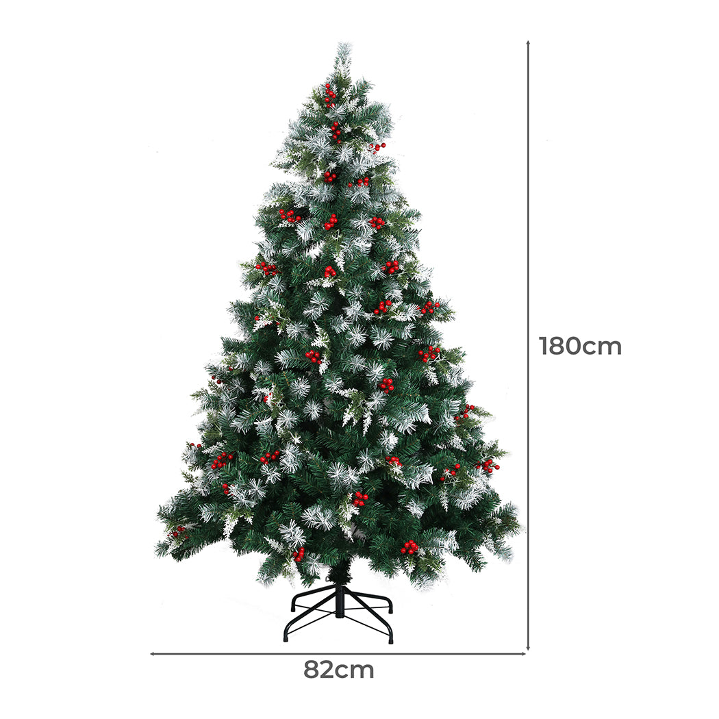 6ft 1.8m 900 Branches Snow Flocked Christmas Tree