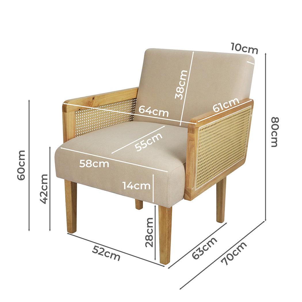 Rattan Lounge Armchair - Natural