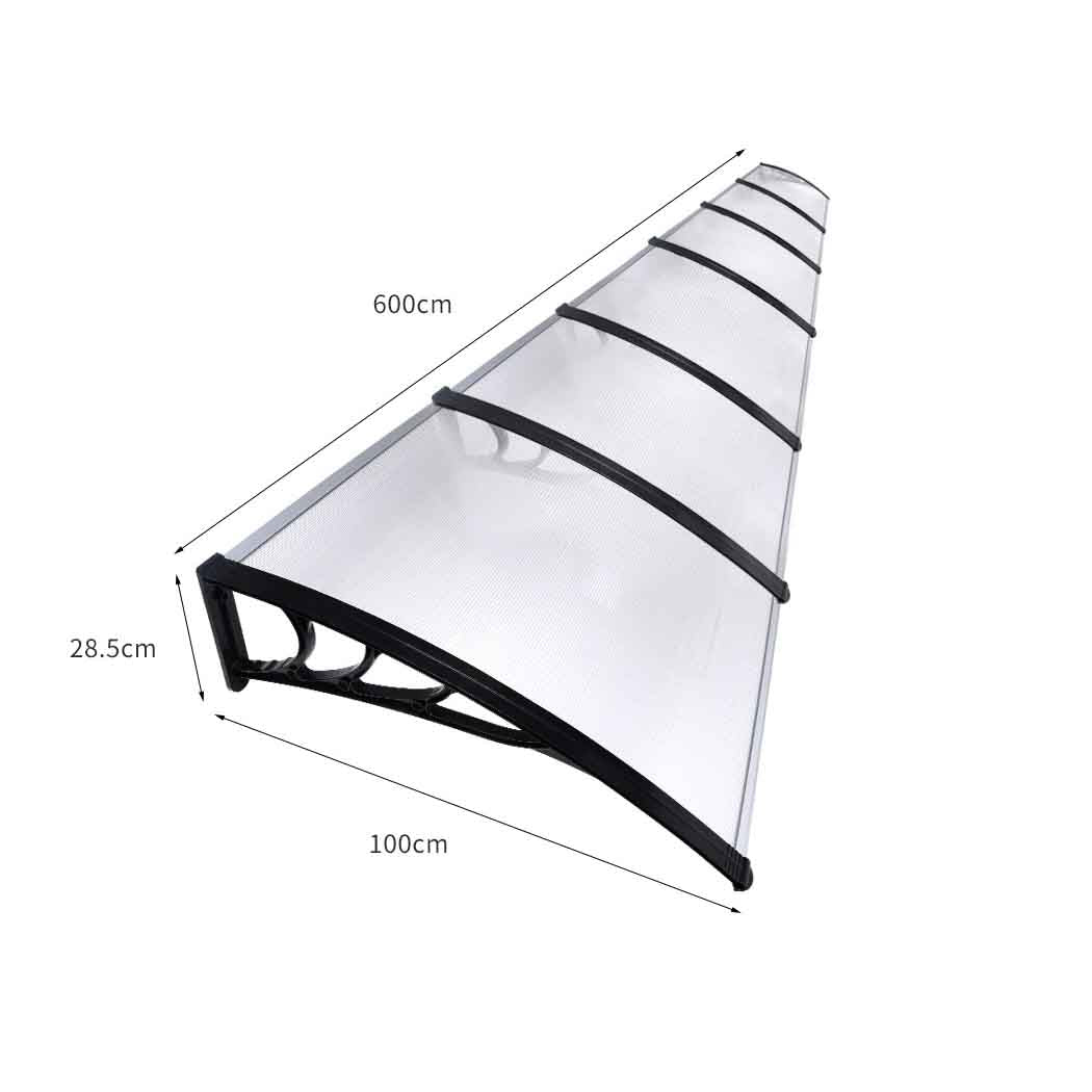 Mountview Window Door Awning Outdoor 1M x 6M Transparent 1x6M