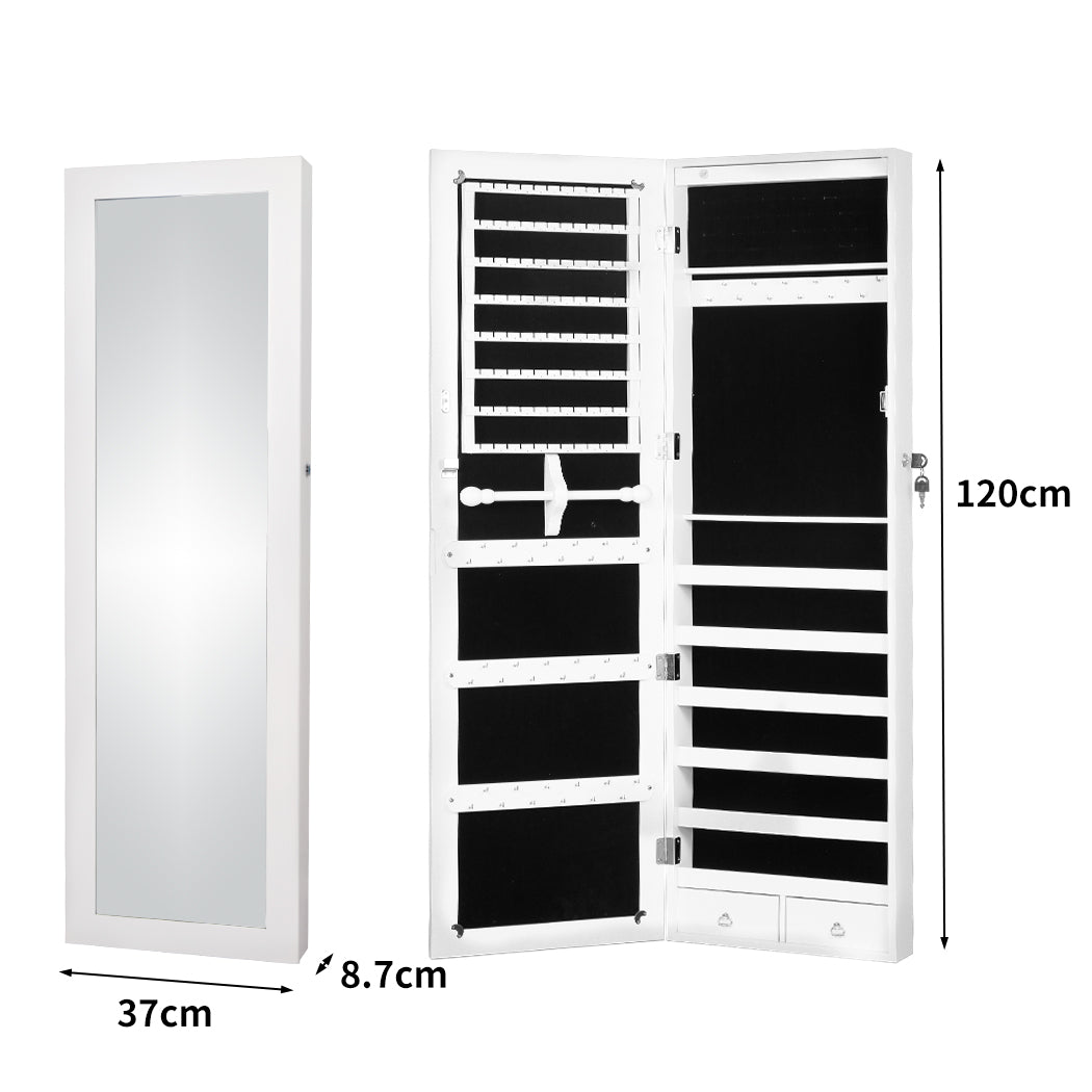 Mirror Jewellery Cabinet Makeup LED Light Storage Cosmetic Organiser Box