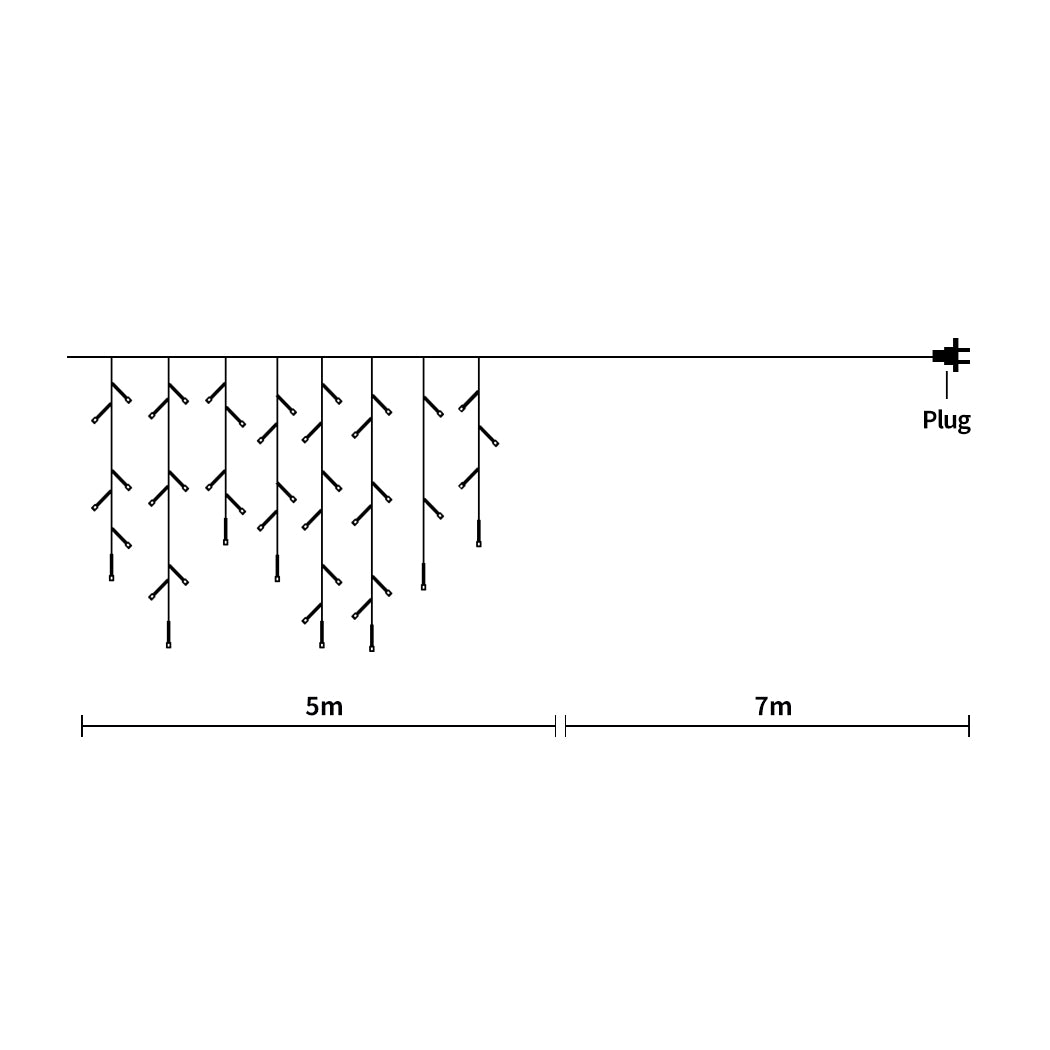 12M 300 LED Bulbs Curtain Fairy String Lights Outdoor Xmas Party Lights - Warm White