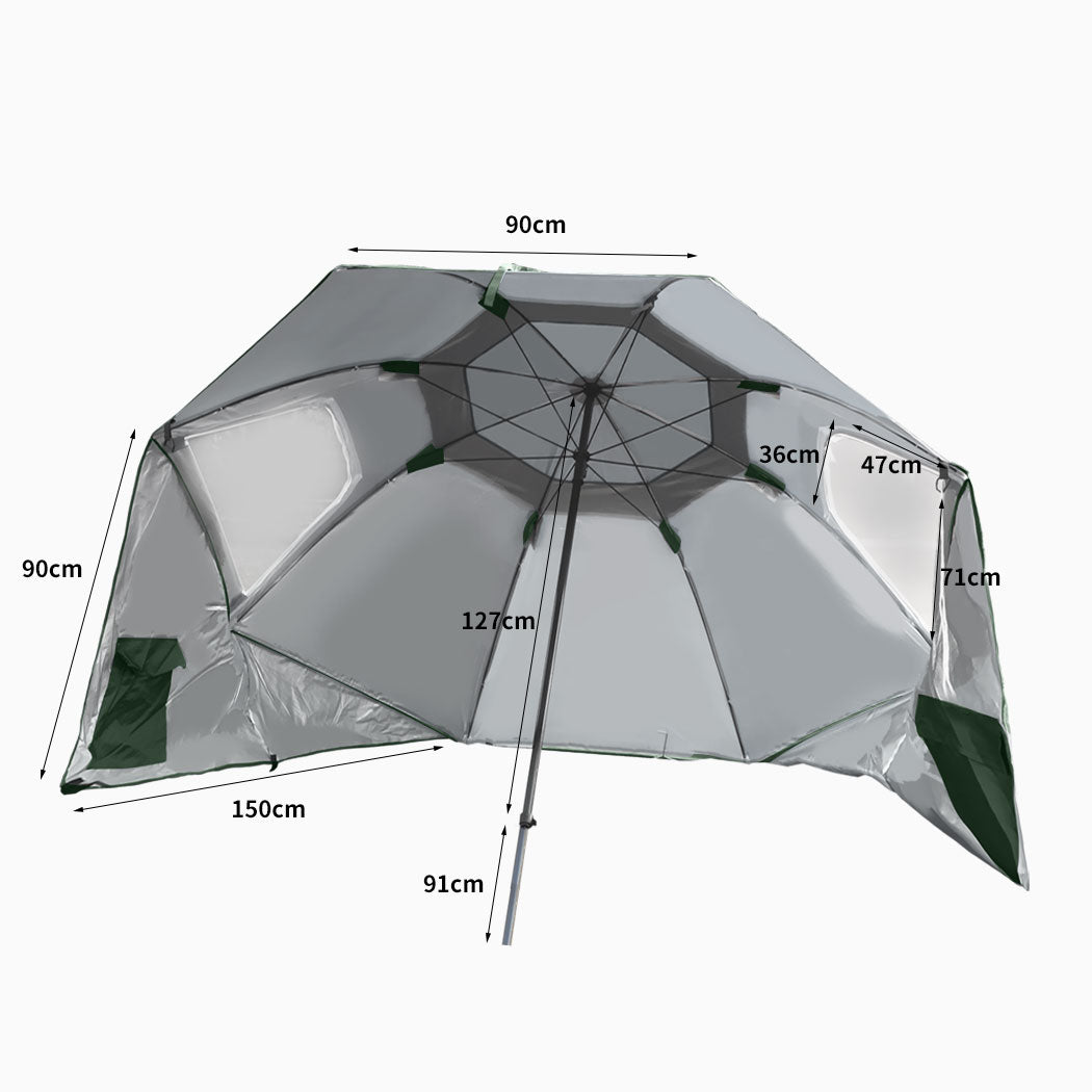 Mountview Beach Umbrella Outdoor Umbrellas Green 2.33M