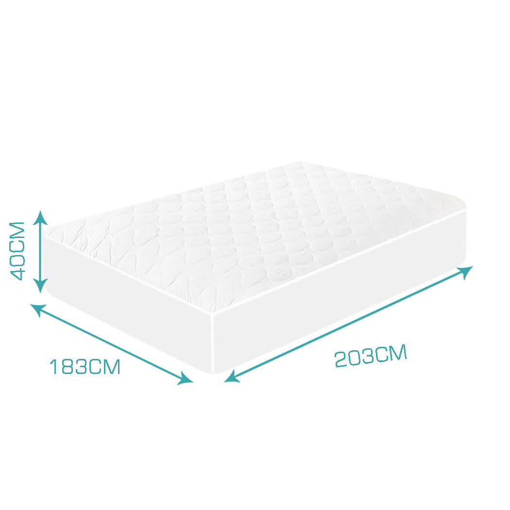 KING Fitted Waterproof Bed Mattress - White