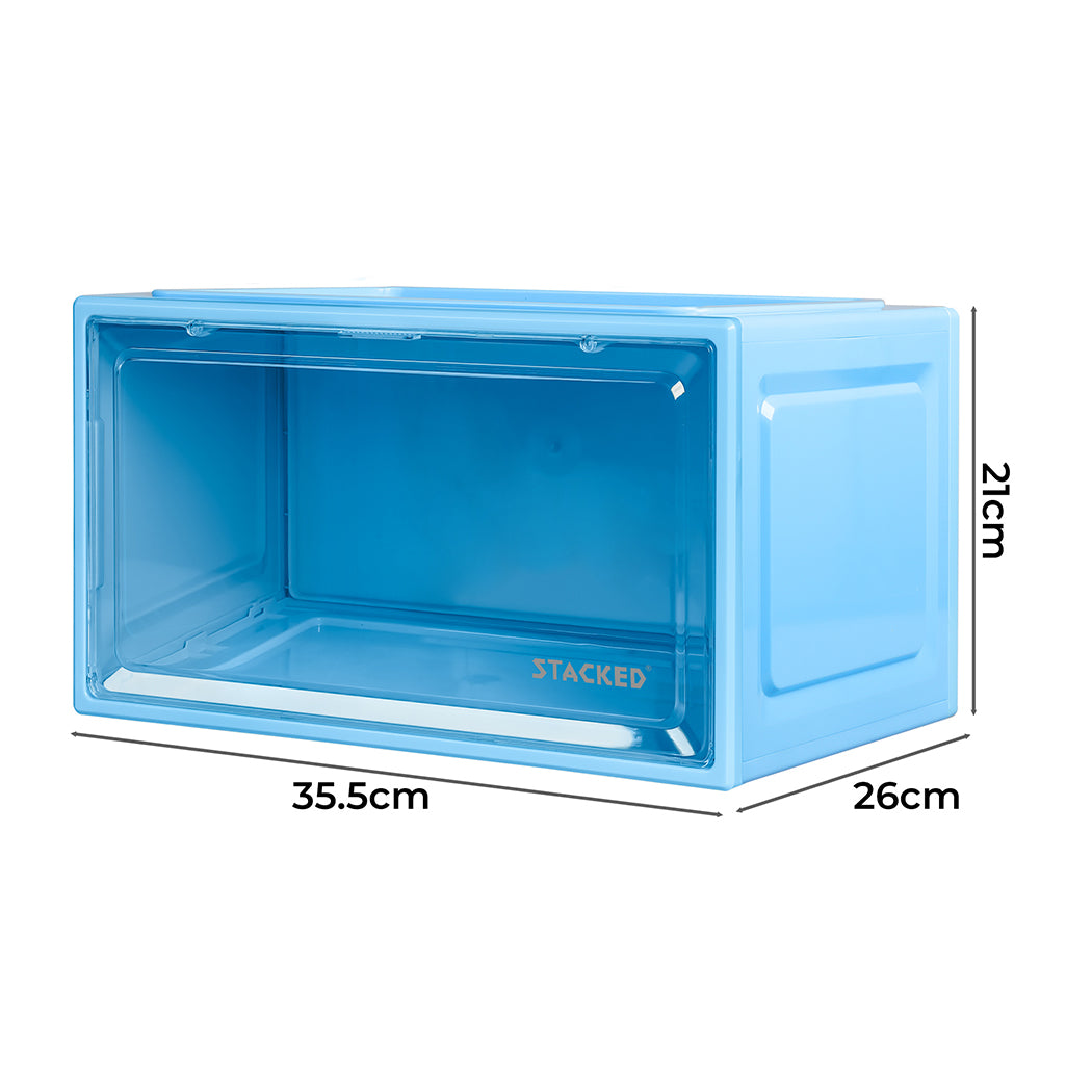 Stacked Sneaker Display Case Shoe Storage Box Clear Magnetic Stackable Blue