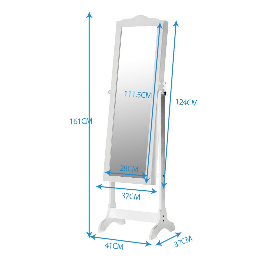 Dual Use Mirrored Jewellery Dressing Cabinet with LED Light in White