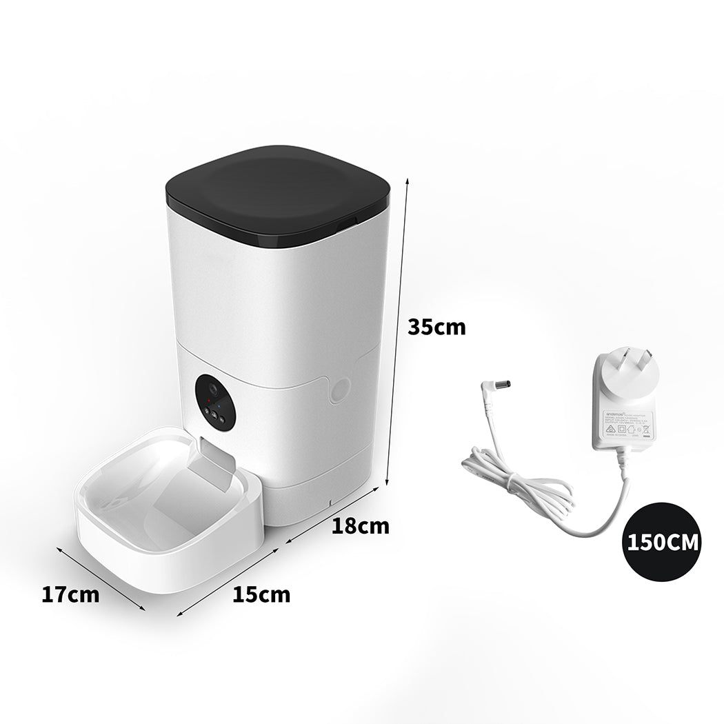 Auto Feeder Pet Automatic Camera Cat Dog Smart Hd Wifi App Food Dispenser - White