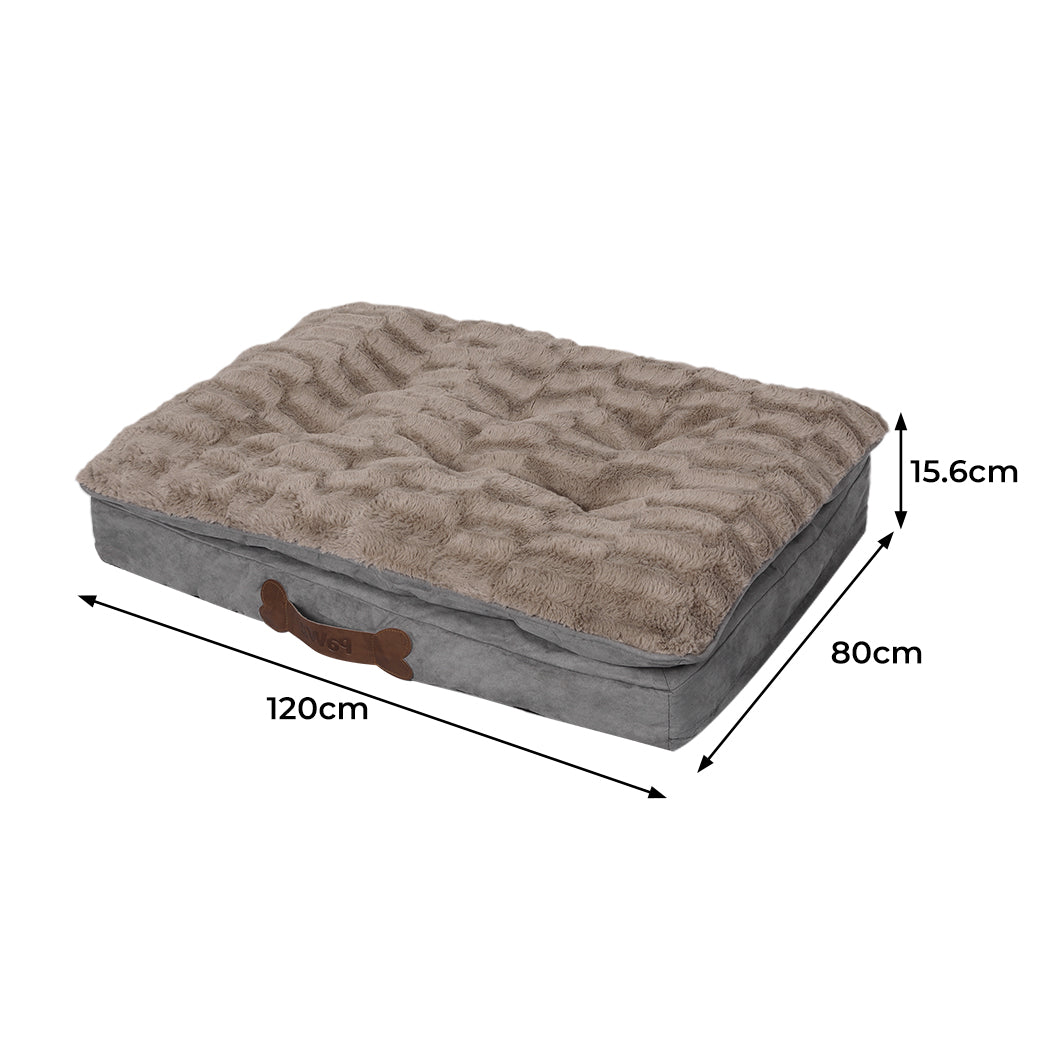 XLarge Dog Beds Calming Warm Soft Plush Comfy - Khaki