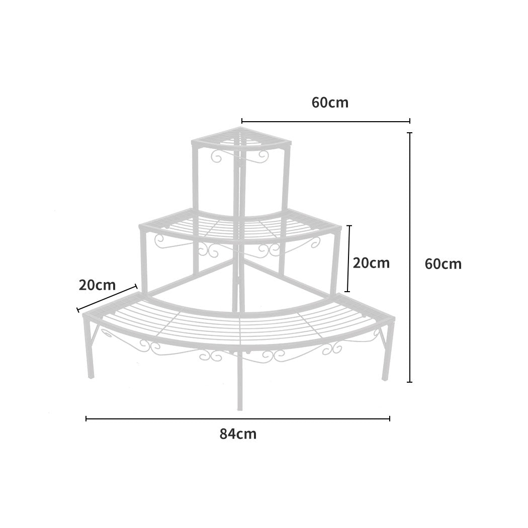Set of 2 Levede Plant Stand Outdoor Indoor Garden Metal 3 Tier Planter Corner Shelf