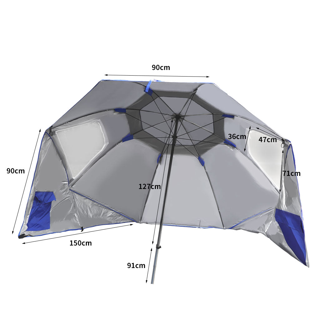 Mountview Beach Umbrella Outdoor Umbrellas Blue 2.33M