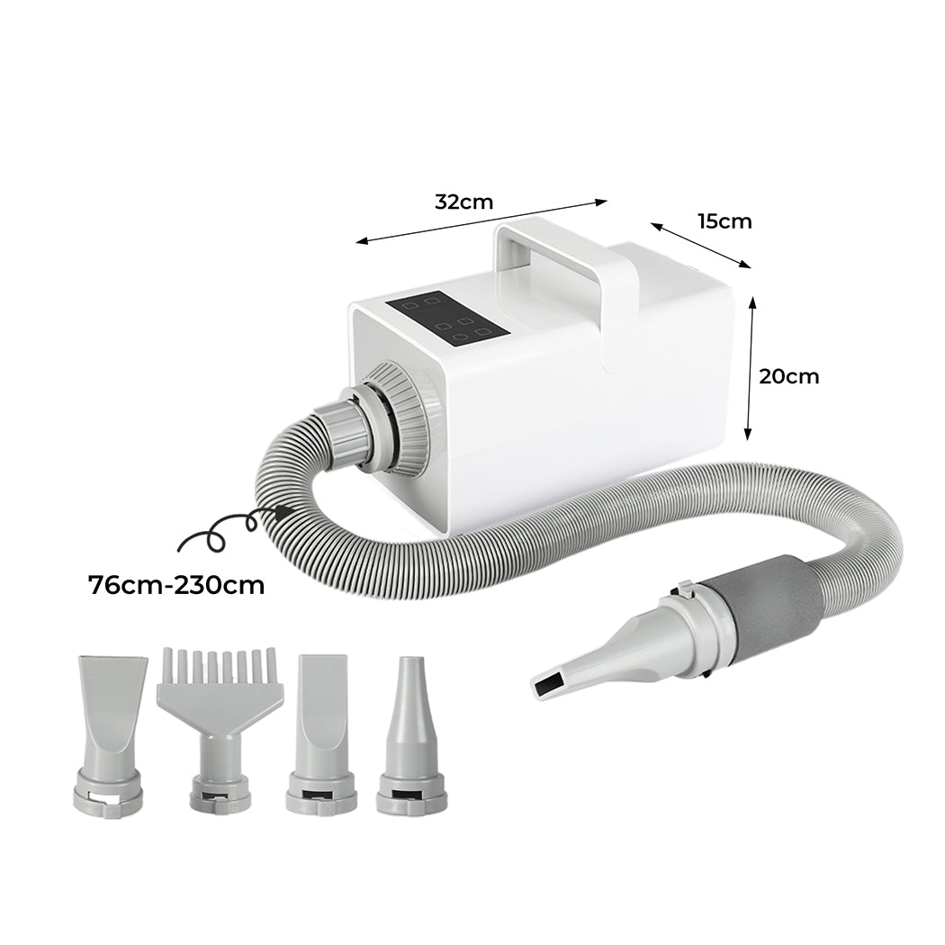 Dog Cat Pet Hair Dryer Grooming Blow Speed Hairdryer Blower Heater Blaster White - White
