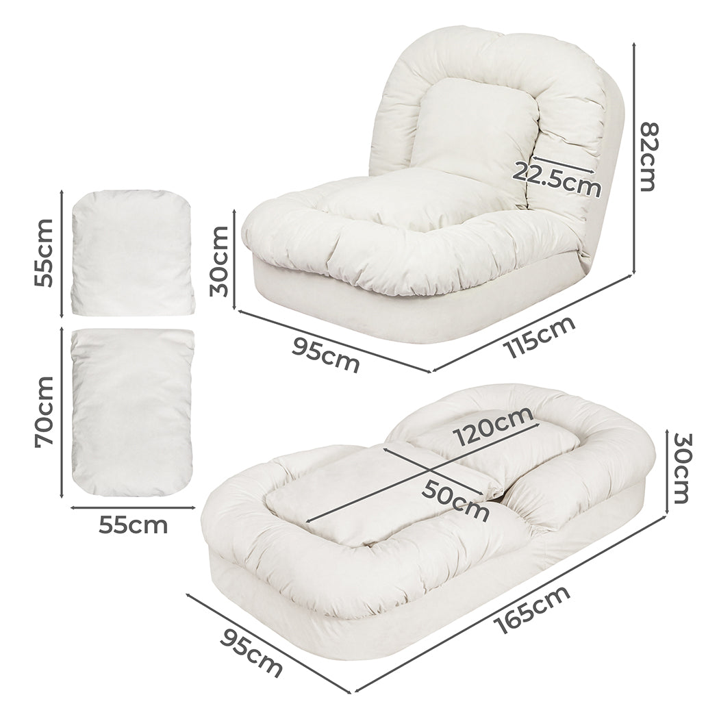 Mirabel Convertible Lounge Floor Sofa Bed - White