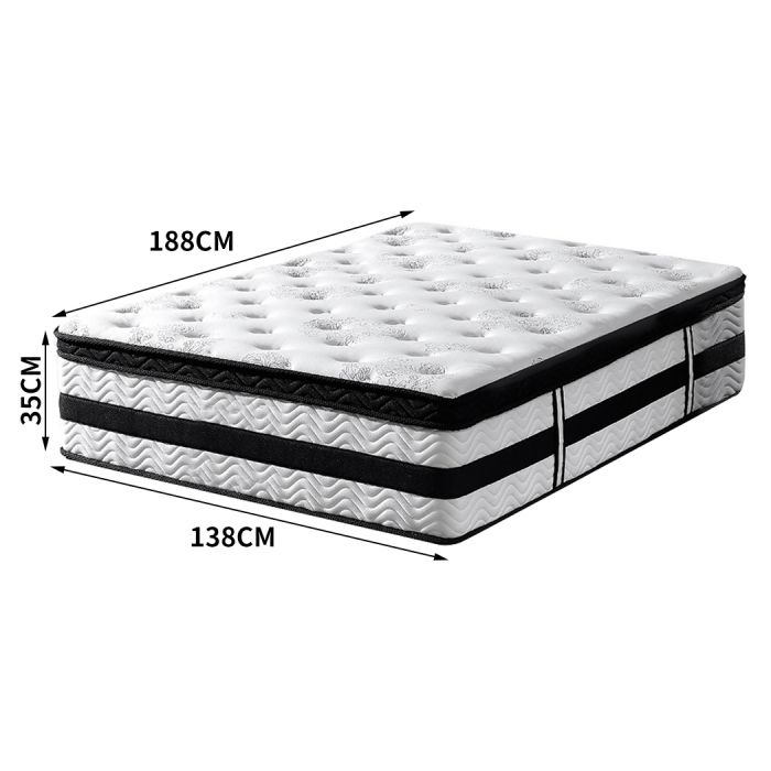Balmy Bed & Mattress Package with 35cm Mattress - Black & Wood Double