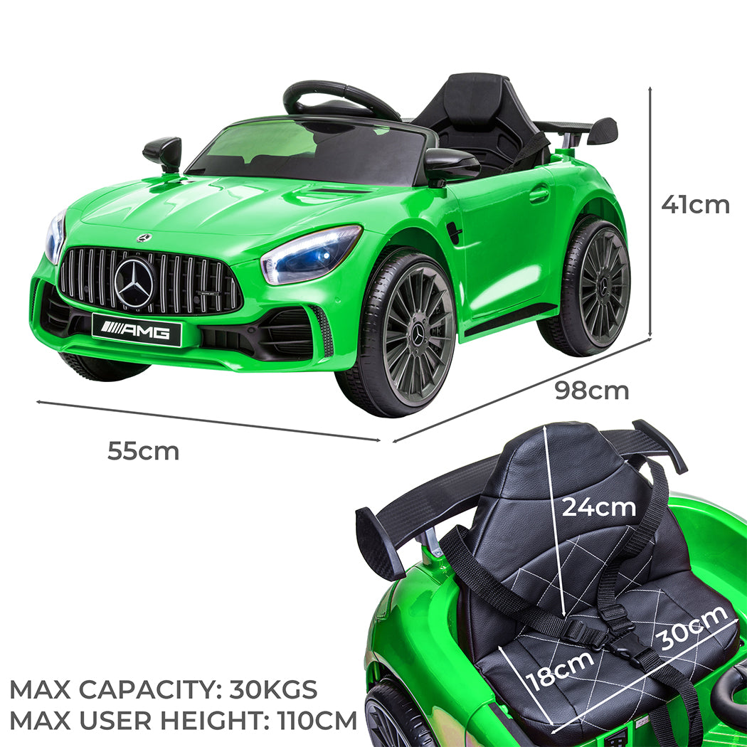 Kids Ride On Car 12V Battery Mercedes-Benz Licensed AMG GTR Toy Remote Control - Green