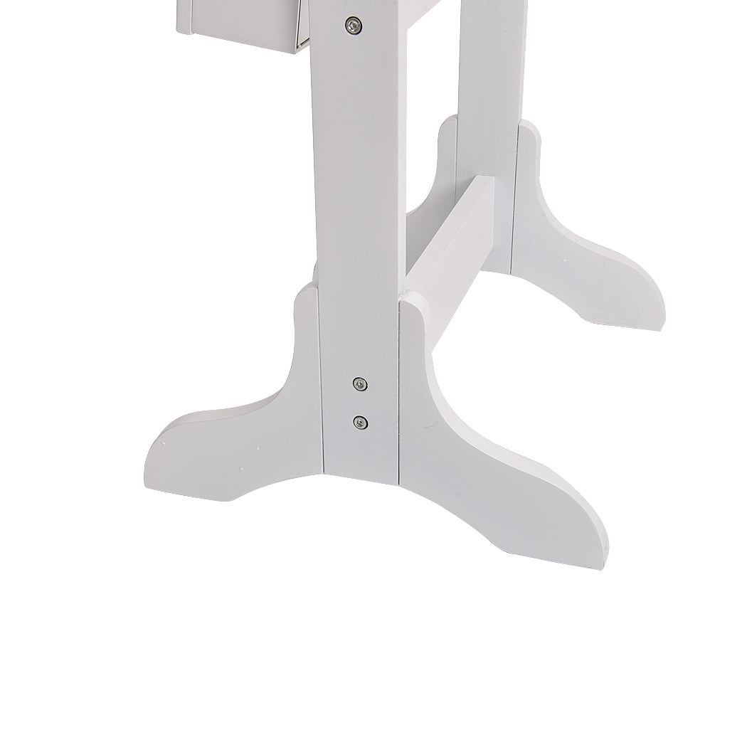 Mirror Jewellery Standing Cabinet Makeup Storage Jewelry Organiser Box - White