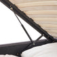 Tanna Bed Frame Gas Lift Base Storage Wooden Platform Linen Cotton - Charcoal Queen