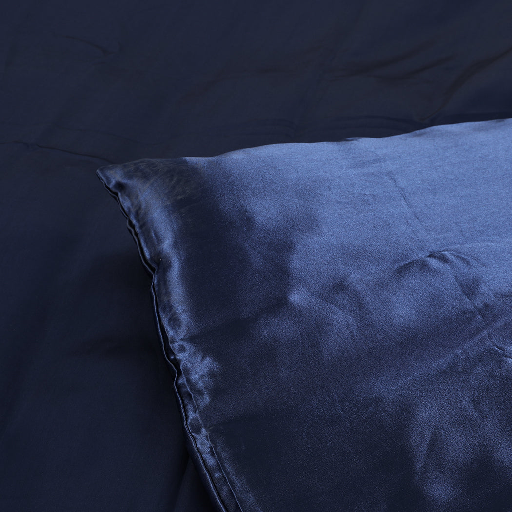 QUEEN 3-Piece Quilt Cover Set Bedspread Pillowcases - Blue