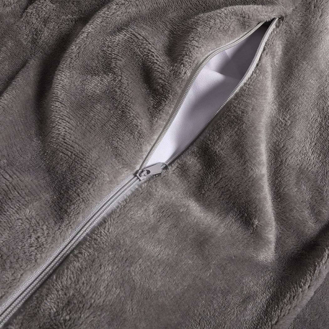 QUEEN Luxury Flannel Quilt Cover & Pillowcase Set - Silver Grey