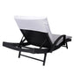 Simon Set of 2 Outdoor Sun Lounger Furniture Wicker Lounge Garden Patio Bed Pool Grey Cushion - Black