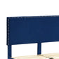 Velsen Bed Frame Base Platform Wooden Velvet with Headboard Blue - Queen