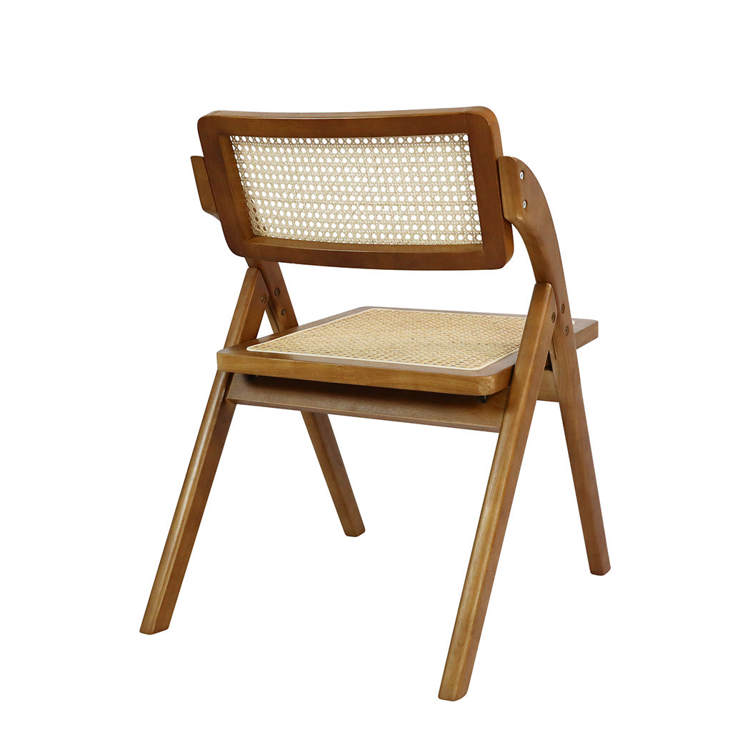 Abigail Set of 2 Foldable Rattan Dining Chairs - Walnut