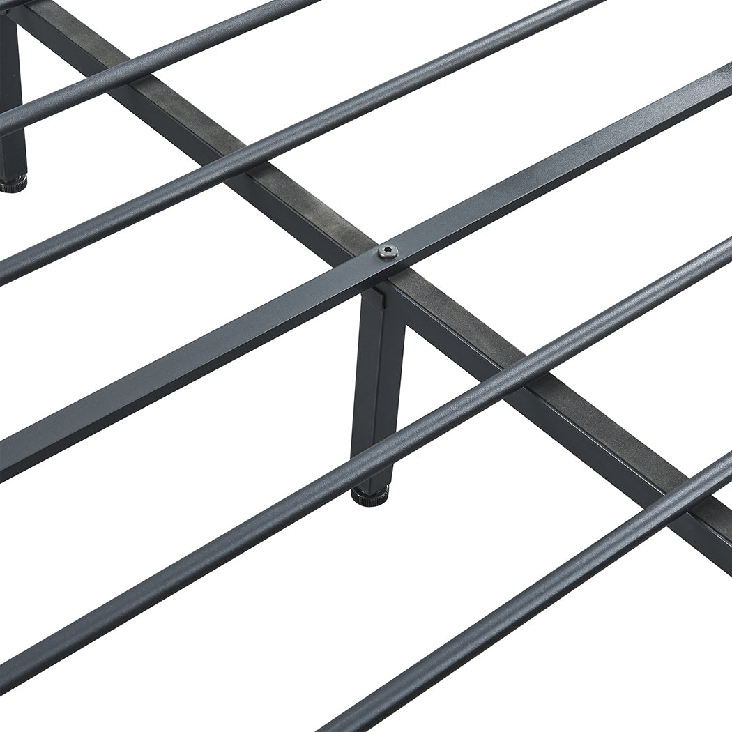 Levi Metal Bed Frame Platform Wooden Industrial Rustic - Black & Wood Queen