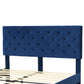 Assen Bed Frame Base Platform Wooden Velvet with Headboard Blue - Double
