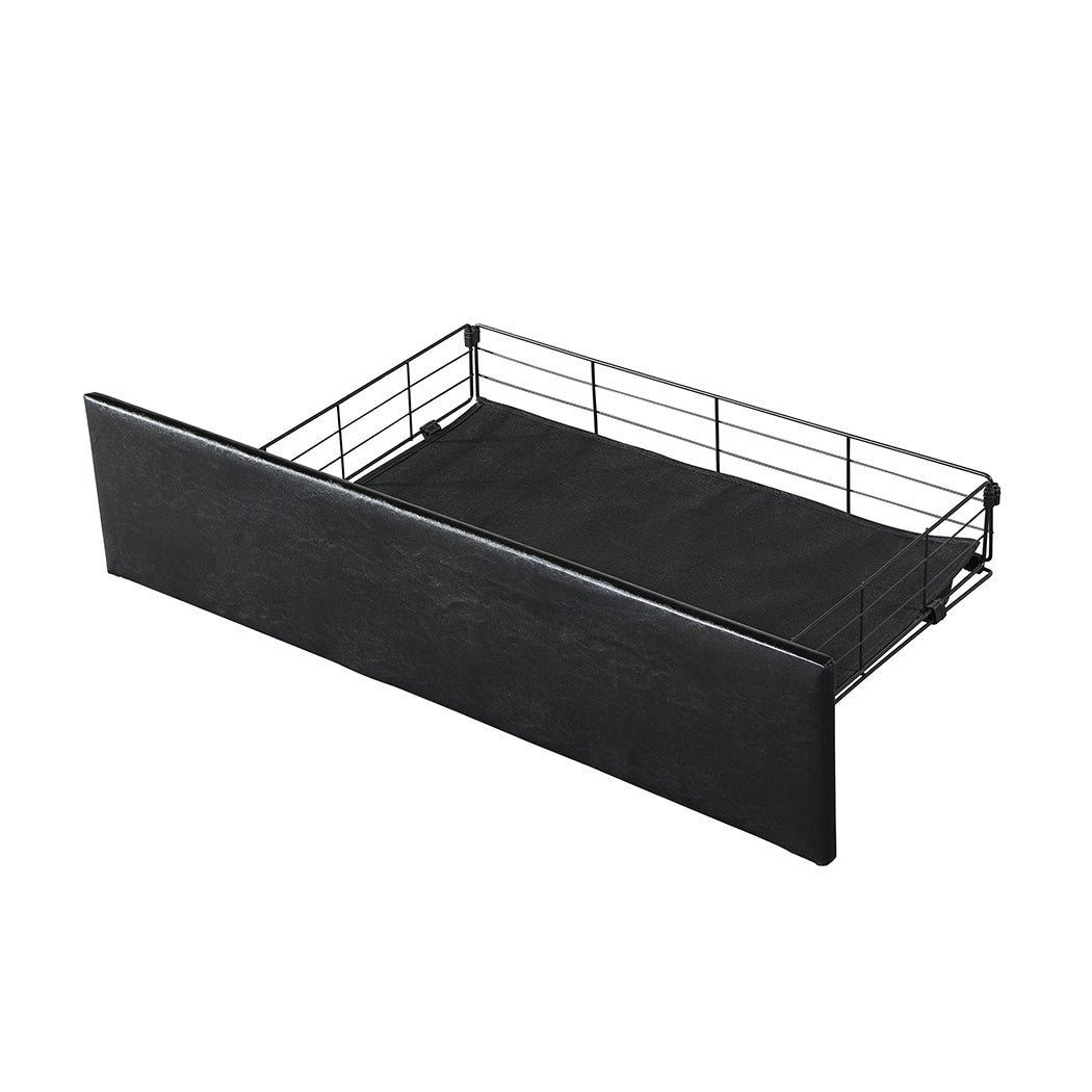 Fargo Bed Frame PU with 4 Drawers and USB Charger - Black Queen