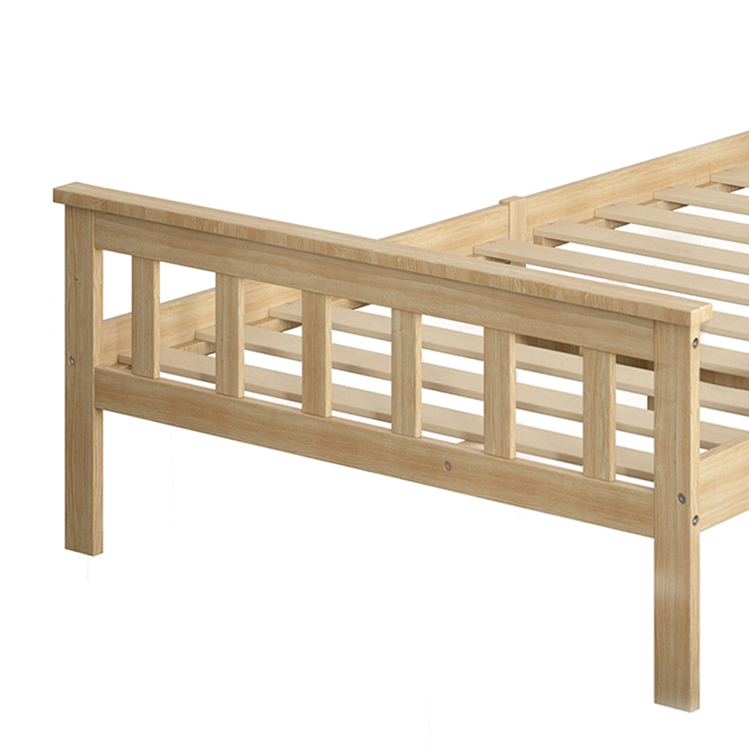 Paula Solid Pinewood Wooden Bed Frame no Drawers - Natural King Single