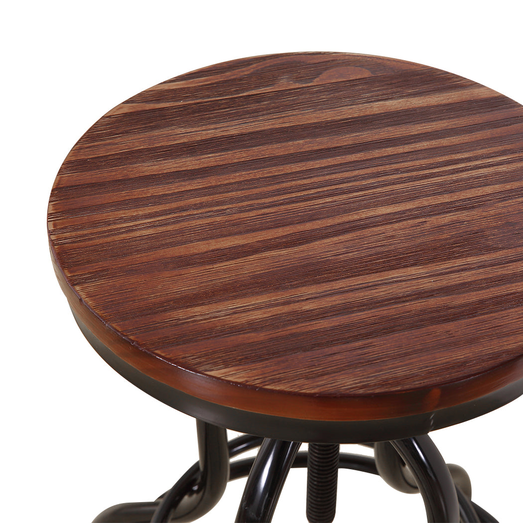 Set of 4 Versailles Industrial Bar Stools Kitchen Stool Wooden Barstools Swivel Chair - Black & Brown