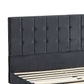 Venlo Bed Frame Base Platform Wooden Velvet with Headboard Grey - Queen